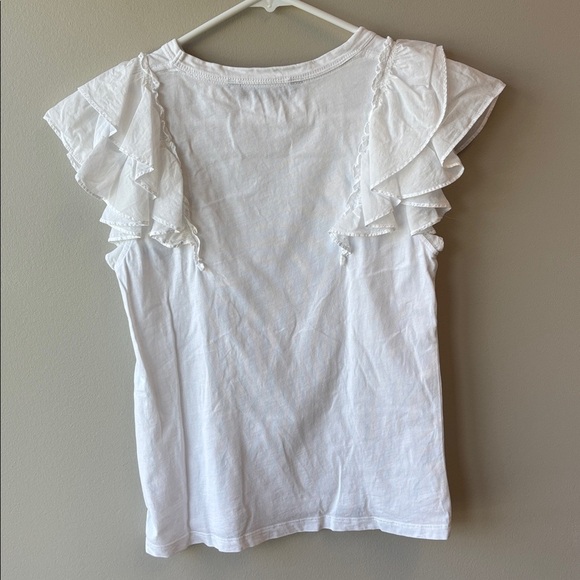 Veronica Beard White Short Sleeve Ruffle Top - Picture 5 of 5